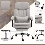 Fauteuil de bureau de direction avec massage vibrant, chaise de bureau pivotante en microfibre, fauteuil d'ordinateur inclinable chauffant avec coussin de soutien lombaire, repose-pieds