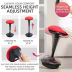 Chaise pivotante sans dossier, tabouret ergonomique actif réglable, avec mouvement de bascule, rembourré