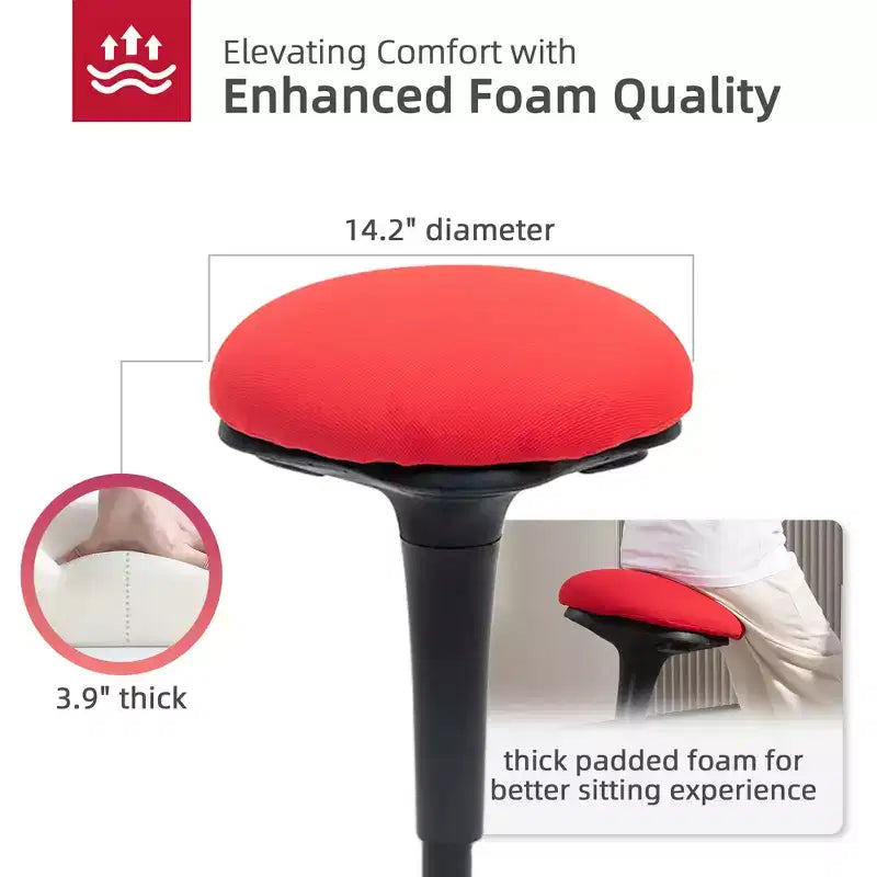Chaise pivotante sans dossier, tabouret ergonomique actif réglable, avec mouvement de bascule, rembourré