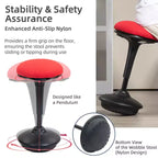 Chaise pivotante sans dossier, tabouret ergonomique actif réglable, avec mouvement de bascule, rembourré