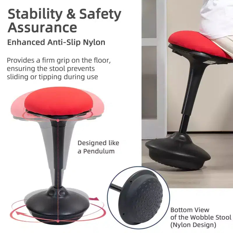 Chaise pivotante sans dossier, tabouret ergonomique actif réglable, avec mouvement de bascule, rembourré