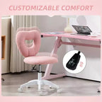 Chaise de bureau d'ordinateur sans accoudoirs, chaise de bureau, chaise de vanité en polaire Teddy en forme de cœur avec roulettes pivotantes