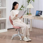 Chaise de bureau d'ordinateur sans accoudoirs, chaise de bureau, chaise de vanité en polaire Teddy en forme de cœur avec roulettes pivotantes