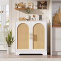 31.5Sideboard Buffet Cabinet - Credenza Storage with 2 Rattan Doors and Shelves, Modern Console Table for Living Room, Kitchen, Entryway