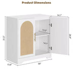 Buffet bahut de 80 cm – Rangement avec 2 portes en rotin et étagères, Console moderne pour salon, cuisine, entrée