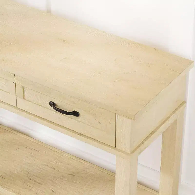 Console de style 54 avec 3 tiroirs, table de canapé étroite en bois à 2 niveaux derrière le canapé, table de couloir rectangulaire pour l'entrée du salon