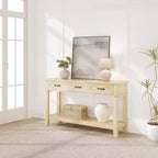 Console de style 54 avec 3 tiroirs, table de canapé étroite en bois à 2 niveaux derrière le canapé, table de couloir rectangulaire pour l'entrée du salon