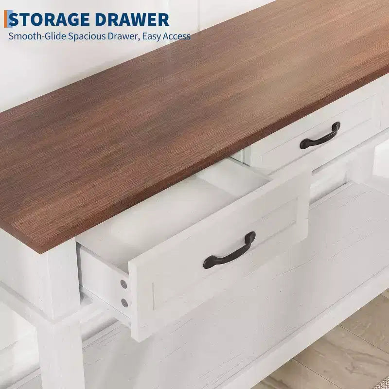 Console de style 54 avec 3 tiroirs, table de canapé étroite en bois à 2 niveaux derrière le canapé, table de couloir rectangulaire pour l'entrée du salon