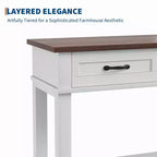 Console de style 54 avec 3 tiroirs, table de canapé étroite en bois à 2 niveaux derrière le canapé, table de couloir rectangulaire pour l'entrée du salon