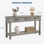 Console de style 54 avec 3 tiroirs, table de canapé étroite en bois à 2 niveaux derrière le canapé, table de couloir rectangulaire pour l'entrée du salon