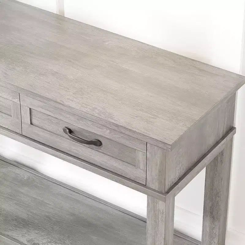 Console de style 54 avec 3 tiroirs, table de canapé étroite en bois à 2 niveaux derrière le canapé, table de couloir rectangulaire pour l'entrée du salon