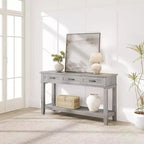 Console de style 54 avec 3 tiroirs, table de canapé étroite en bois à 2 niveaux derrière le canapé, table de couloir rectangulaire pour l'entrée du salon