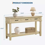 Console de style 54 avec 3 tiroirs, table de canapé étroite en bois à 2 niveaux derrière le canapé, table de couloir rectangulaire pour l'entrée du salon