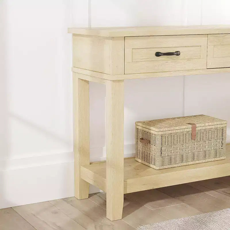 Console de style 54 avec 3 tiroirs, table de canapé étroite en bois à 2 niveaux derrière le canapé, table de couloir rectangulaire pour l'entrée du salon
