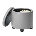 Pouf de rangement d'appoint rond HomeStock Comfort avec couvercle-plateau réversible