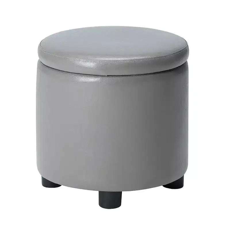 Pouf de rangement d'appoint rond HomeStock Comfort avec couvercle-plateau réversible