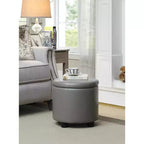 Pouf de rangement d'appoint rond HomeStock Comfort avec couvercle-plateau réversible
