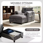 Fauteuil simple EHMKNP en chenille avec pouf de rangement et support de téléphone réglable, port de chargement USB, poches latérales, accoudoirs rembourrés