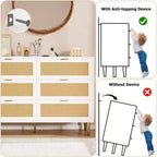 Commode Acekool en rotin à 6 tiroirs, commode moderne avec pieds et poignées dorés, commode double large, anti-basculement, pour chambre et salon