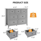 Commode Acekool à 7 tiroirs, en bois, moderne, tiroirs de rangement profonds et plateau large, dispositif anti-basculement de sécurité, pour chambre à coucher, salon