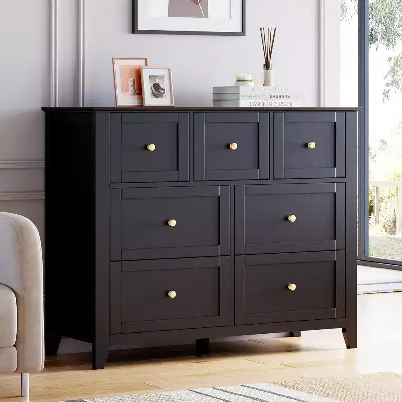 Commode Acekool à 7 tiroirs, en bois, moderne, tiroirs de rangement profonds et plateau large, dispositif anti-basculement de sécurité, pour chambre à coucher, salon