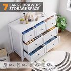 Commode Acekool à 7 tiroirs, en bois, moderne, tiroirs de rangement profonds et plateau large, dispositif anti-basculement de sécurité, pour chambre à coucher, salon