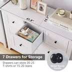 Commode Acekool à 7 tiroirs, en bois, moderne, tiroirs de rangement profonds et plateau large, dispositif anti-basculement de sécurité, pour chambre à coucher, salon