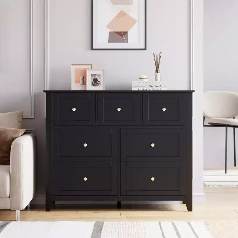 Commode Acekool à 7 tiroirs, en bois, moderne, tiroirs de rangement profonds et plateau large, dispositif anti-basculement de sécurité, pour chambre à coucher, salon