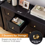 Commode Acekool à 7 tiroirs, en bois, moderne, tiroirs de rangement profonds et plateau large, dispositif anti-basculement de sécurité, pour chambre à coucher, salon