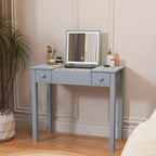 Coiffeuse multifonction Okak avec miroir rabattable, table de maquillage avec 2 tiroirs et 3 boîtes de rangement amovibles, coiffeuse compacte pour la maison