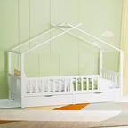 GDFStudio Tova Lit cabane moderne pour enfant avec 2 tiroirs de rangement