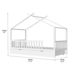 GDFStudio Tova Lit cabane moderne pour enfant avec 2 tiroirs de rangement