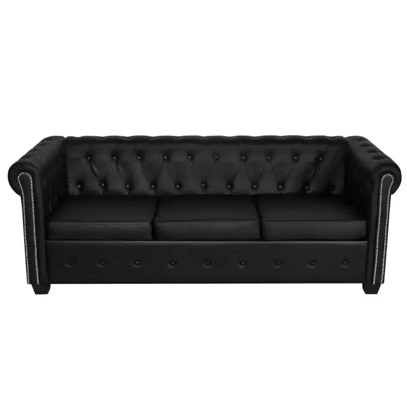 vidaXL Canapé Chesterfield avec accoudoirs capitonnés en cuir artificiel