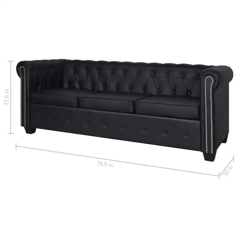 vidaXL Canapé Chesterfield avec accoudoirs capitonnés en cuir artificiel