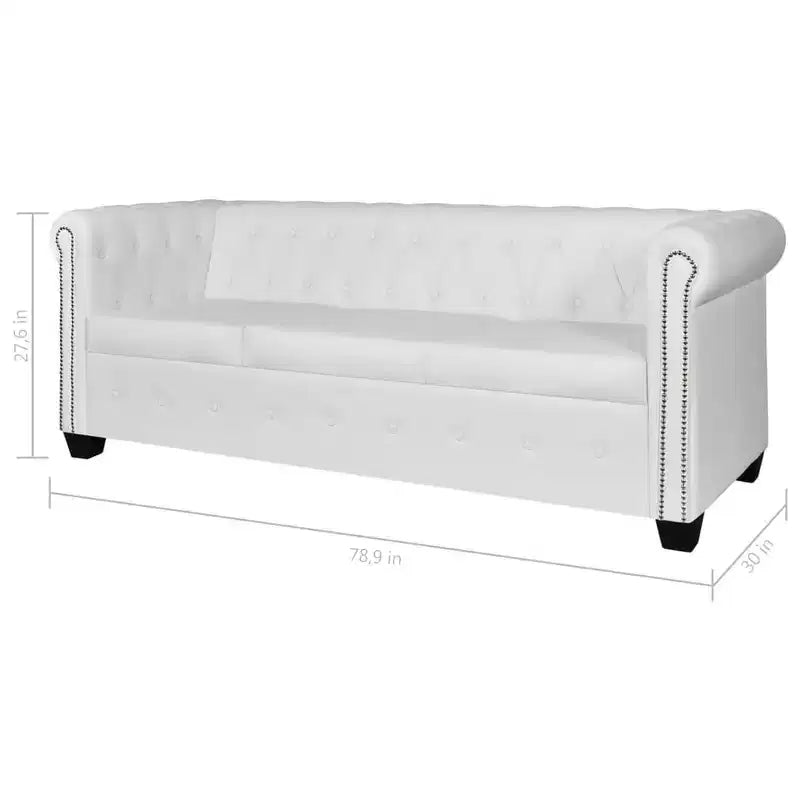 vidaXL Canapé Chesterfield avec accoudoirs capitonnés en cuir artificiel