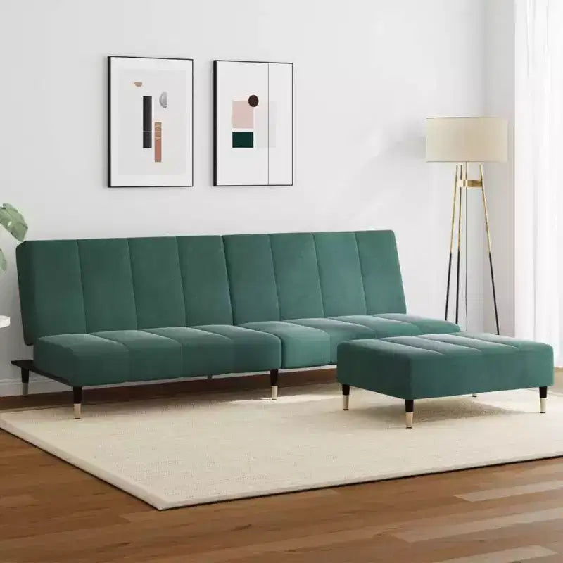 vidaXL Canapé convertible 2 places avec repose-pieds, lit de salon en velours