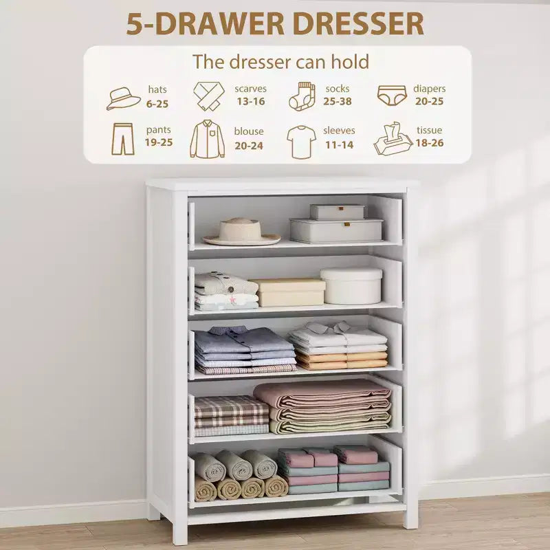 Commode avec 4/5 tiroirs, table de chevet avec poignées dorées, grande armoire de rangement pour chambre à coucher, chambre d'enfant, salon, placard, blanc