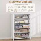 Commode avec 4/5 tiroirs, table de chevet avec poignées dorées, grande armoire de rangement pour chambre à coucher, chambre d'enfant, salon, placard, blanc