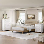 Commode avec 4/5 tiroirs, table de chevet avec poignées dorées, grande armoire de rangement pour chambre à coucher, chambre d'enfant, salon, placard, blanc