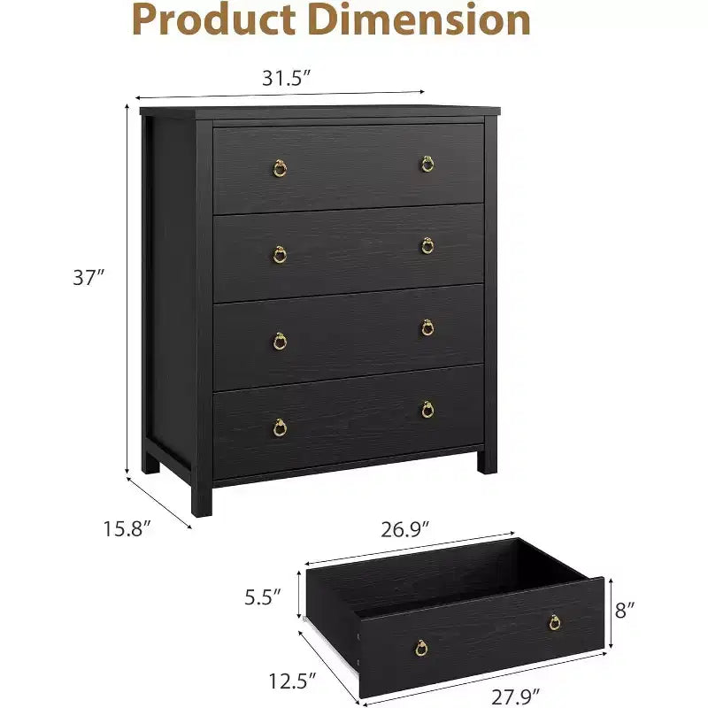 Commode avec 4/5 tiroirs, table de chevet avec poignées dorées, grande armoire de rangement pour chambre à coucher, chambre d'enfant, salon, placard, blanc