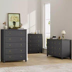 Commode avec 4/5 tiroirs, table de chevet avec poignées dorées, grande armoire de rangement pour chambre à coucher, chambre d'enfant, salon, placard, blanc
