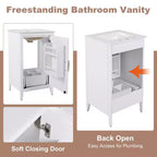 Meuble bas de salle de bain Okak 50 cm, meuble de rangement de salle de bain avec vasque, meuble de rangement avec porte et étagère