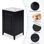 Meuble bas de salle de bain Okak 50 cm, meuble de rangement de salle de bain avec vasque, meuble de rangement avec porte et étagère