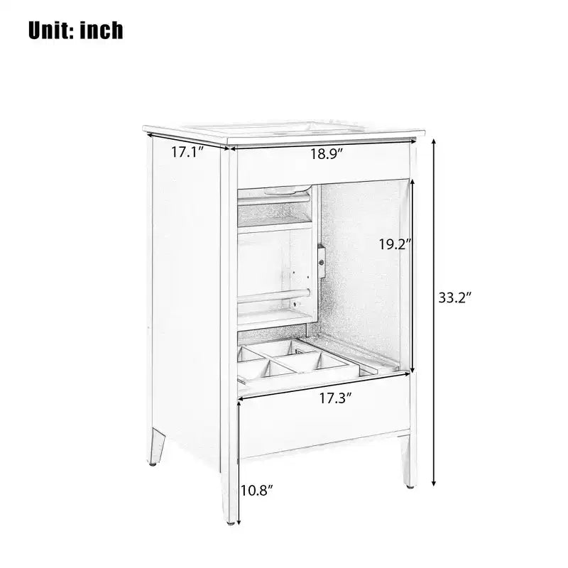 Meuble bas de salle de bain Okak 50 cm, meuble de rangement de salle de bain avec vasque, meuble de rangement avec porte et étagère
