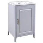 Meuble bas de salle de bain Okak 50 cm, meuble de rangement de salle de bain avec vasque, meuble de rangement avec porte et étagère