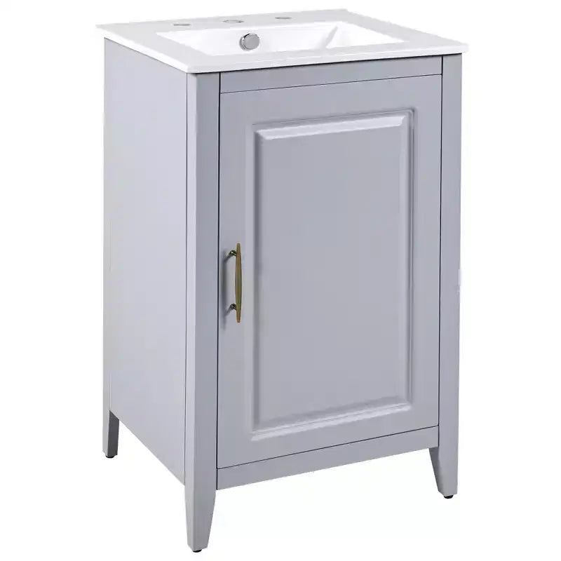 Meuble bas de salle de bain Okak 50 cm, meuble de rangement de salle de bain avec vasque, meuble de rangement avec porte et étagère