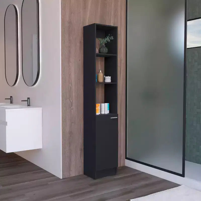 Meuble de Rangement de Salle de Bain Okak avec 6 Étagères, Meuble de Rangement Fin avec Étagère Réglable pour Salle de Bain, Salon, Cuisine