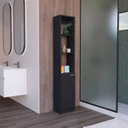 Meuble de Rangement de Salle de Bain Okak avec 6 Étagères, Meuble de Rangement Fin avec Étagère Réglable pour Salle de Bain, Salon, Cuisine