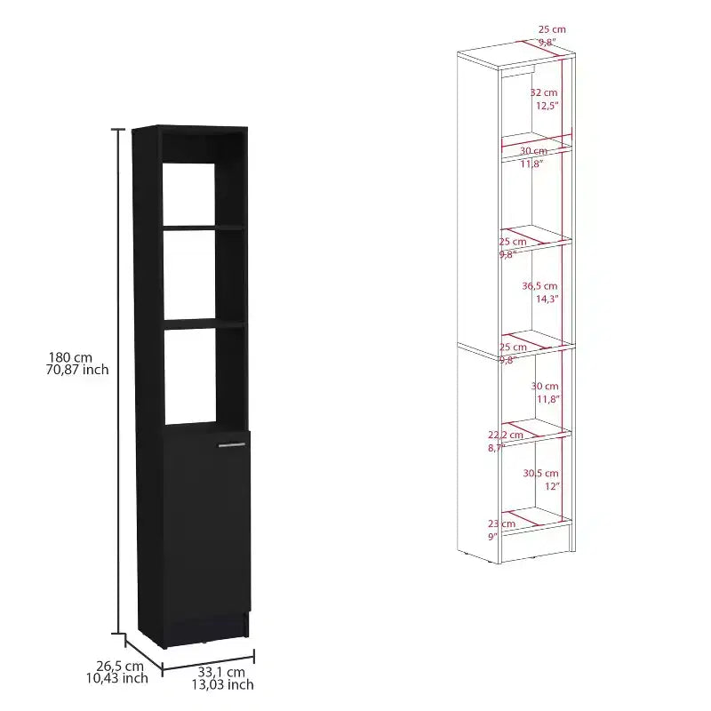 Meuble de Rangement de Salle de Bain Okak avec 6 Étagères, Meuble de Rangement Fin avec Étagère Réglable pour Salle de Bain, Salon, Cuisine
