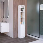 Meuble de Rangement de Salle de Bain Okak avec 6 Étagères, Meuble de Rangement Fin avec Étagère Réglable pour Salle de Bain, Salon, Cuisine